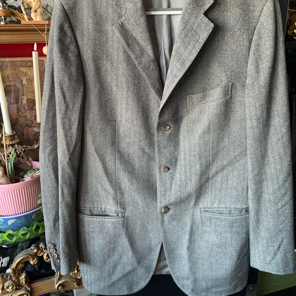 Vintage Ralph Lauren wool cashmere herringbone blazer - Picture 2 of 11